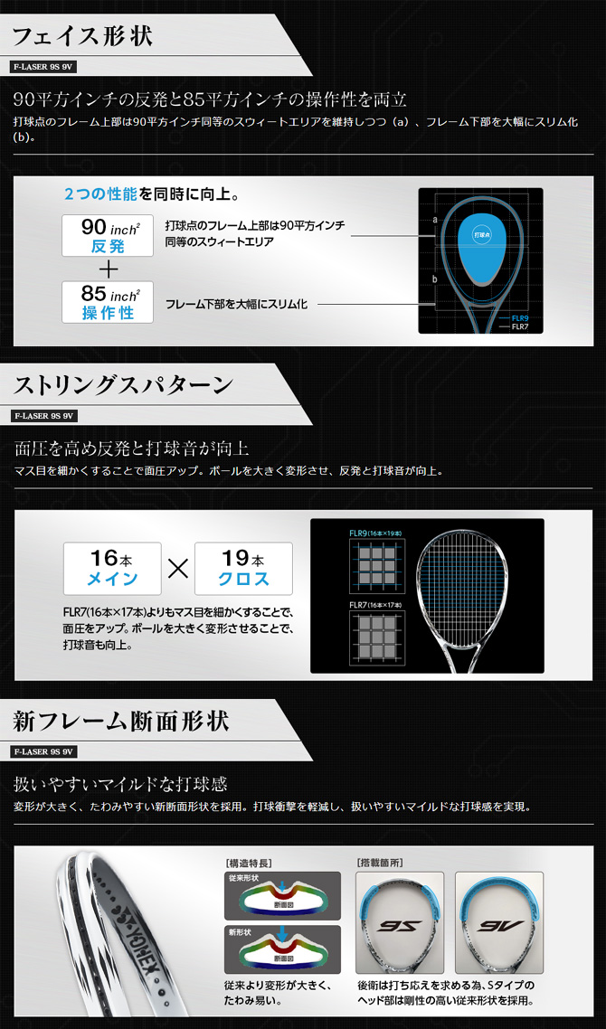 ヨネックス エフレーザー9V YONEX FLR9V719 前衛用 ソフトテニス 